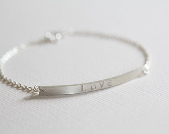 silver bar bracelet, stackable bracelet, name bracelet, dainty bracelet - sterling silver