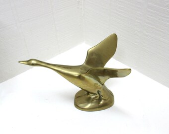 Vintage Solid Brass Goose Figurine