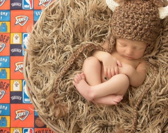 Newborn Baby Photo Prop Thunder Basketball Rumble Bison Hat