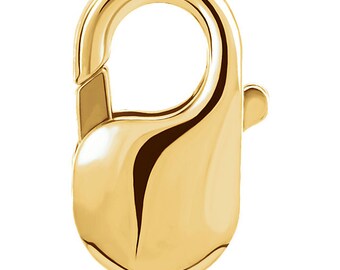 14K Yellow Gold or 18K Yellow Gold 16.25mm x 8mm Lobster Clasp Findings Standard Weight LKQ208