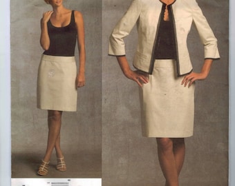 Misses Sewing Pattern Vogue V1028 1028 Donna Karan New York DKNY Drop Waist Dress Jacket Suit Size 6 8 10 12 Bust 30 31 32 33 34 UNCUT 99