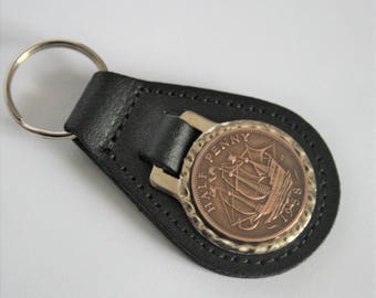60th birthday gift for a man. 1958 birth year gift. Leather keyring. Leather keychain. Gift idea man.