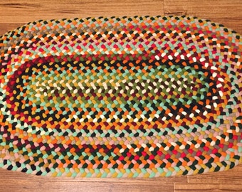 MADE TO ORDER, Hand Braided Oval Rug Confetti Colors