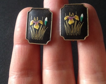Original 1960's Vintage Damascene Earrings
