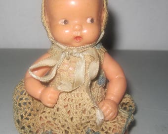 Vintage hard plastic Baby Doll with crochet dress by Irwin