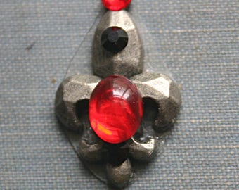 Ruby Red Fleur De Lis Bindi - ATS, Tribal Fusion, Belly Dance, Facial Jewelry, Third Eye