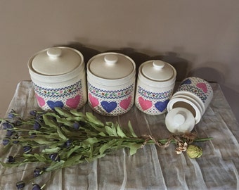Vintage Canister Set of Four / Canister Set / Countertop Canisters