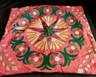 Hand Embroidered Pillow Case.