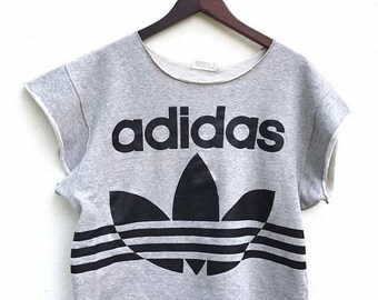 20% Off Vintage Adidas Sweatshirt 90's Big Logo Hip Hop Adidas Women Cropped Sweater Adidas Streetwear Windbreaker fit sz M