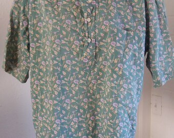 Vintage 1980s REYN SPOONER Brand Men's Hawaiian XL shirt Made in Hawaii Aloha shirt Tiki Pullover Button down Collar