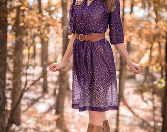 Vintage Sheer Purple Grape Floral Dress (Size Small)