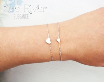 Mother daughter heart bracelets. Choose rose gold, silver or gold. Dainty heart bracelet