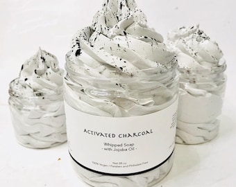 Activated Charcoal Whipped Soap, Foaming Whip, Natural Charcoal Soap, Facial Soap, Shaving Soap, Body Wash, Soap Gift, Acne Skin, Cleansing