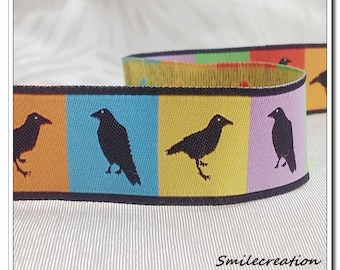 5 Metters stripe Jacquard Ribbon farbenmix bird 20 mm REF 2008