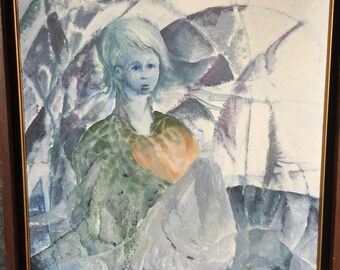 Abstract Oil Painting on Board Signed "Greve" Original.
