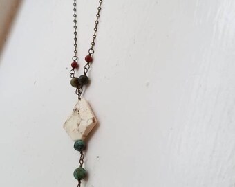 Mixed Gemstone Lariat Necklace