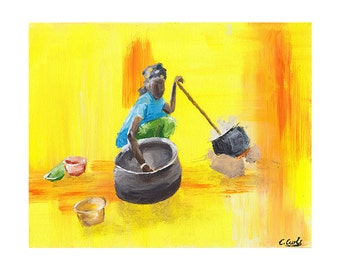 African Woman, The Provider Art Print, African Print, African Painting, Fine Art Print, Art and Collectibles, UNFRAMED