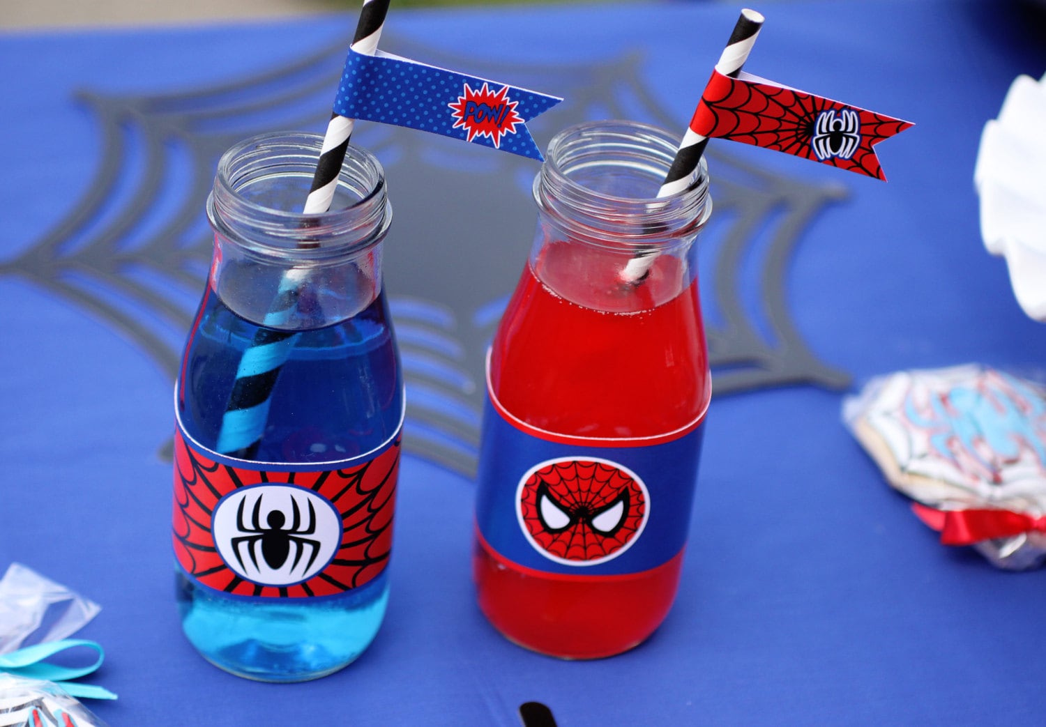spiderman instant printable water bottle labels birthday