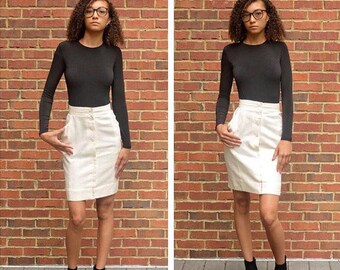 Vintage Cream Secretary Skirt