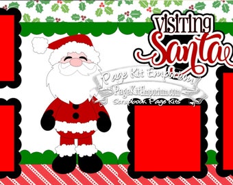 Scrapbook Page Kit Christmas Visiting Santa Boy Girl 2 page Scrapbook Layout Kit 59