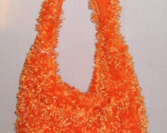 Fuzzy Orange Shoulder Purse