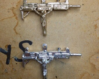 Jesus uzi crucifix cross silver 925.