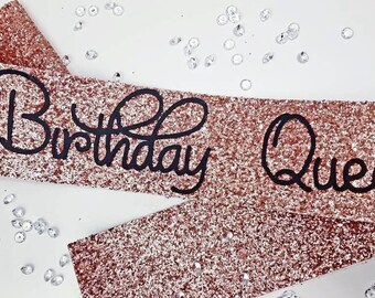 Birthday Sash ROSE GOLD Glitter - Birthday Goddess handmade sparkle birthday party decoration / accessories 16th 21st 30th