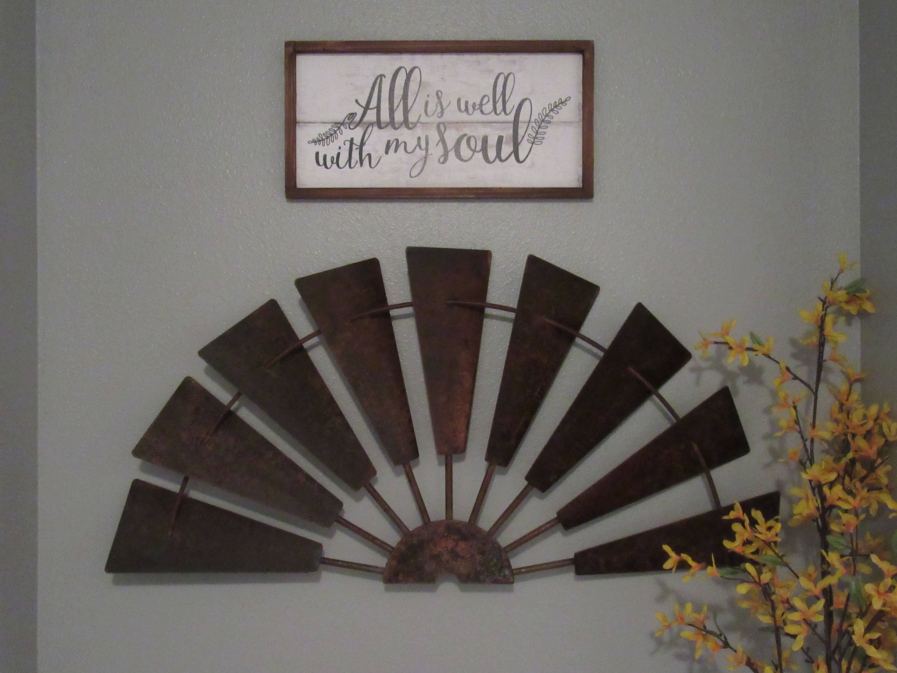 36 Rusty Half Windmill Wall Decor Vintage Inspired Rusty