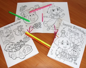 Dora the Explorer Birthday Party coloring pages, Dora the Explorer activity book, PDF file