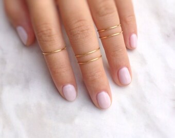 knuckle rings, 5 above the knuckle rings, midi ring set, gold midi ring set of 5, minimalist rings, wire jewelry, metal rings, gold ring set