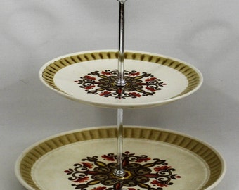 Royal Worcester Group Palissey Cake Stand in 70's "Marrakesh" Design