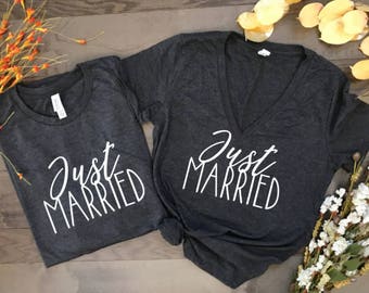 Just Married matching shirts, honeymoon vibes, honeymoon shirts, wedding shirts, wedding gift, bridal shower gift
