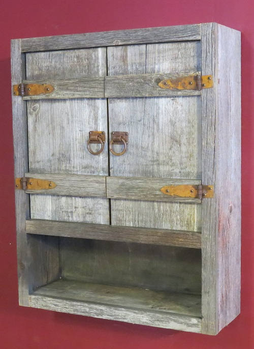 Weathered Gray Barn Wood Toilet Cabinet with two doors