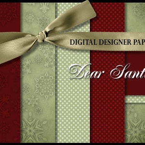 Digital Papers - DEAR SANTA - 12x12 Expertly Designed Photography and Scrapbooking Backdrops.