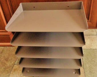 Four Tier STEELMASTER LIT-ning Steel Tan Stacked LETTER Trays