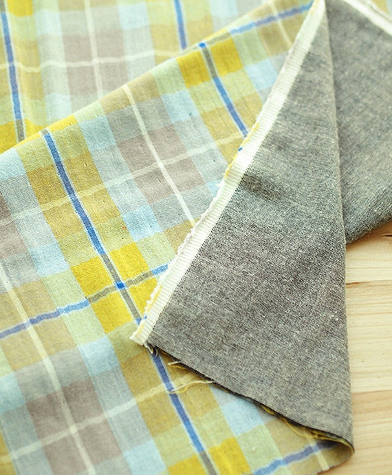 Double Gauze Fabric Plaid Yellow Mint By The Yard