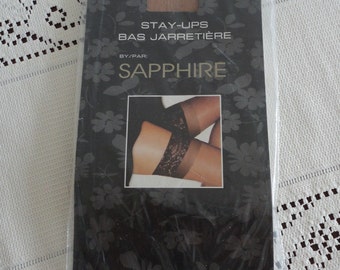 70s Stockings Stay-Ups Nylons Beige Size B 10-11.5 Sapphire