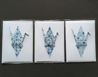 Origami Crane Cards x 3 – Blue