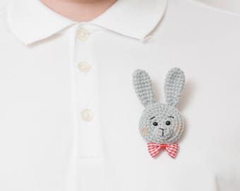Brooch bunny Crochet bunny Girt for kids Birthday gift Nursery decor Bunny toy Easter gift Easter bunny Rabbit brooch