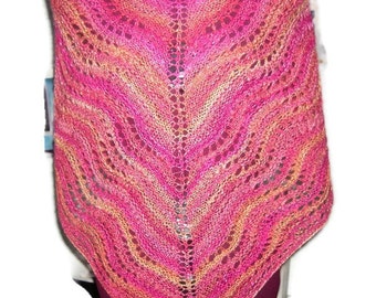 Exclusive Shawl, Hand-Knitted In Handspun, Hand Dyed Bamboo - Mothers Day Gift