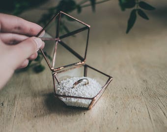 MINI Engagement Ring Box Glass Valentine's gift Wedding gift Wedding ring Gift for Her Copper Silver Black for gold ring Be my wife