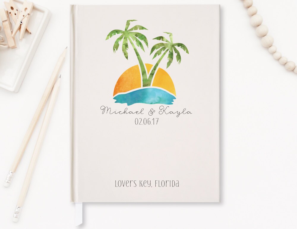 Beach Wedding Guest Book Wedding Guestbook Modern Tropical