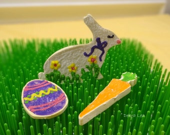 Set of 3 Handmade Fake Cookie Faux Easter Sugar Cookie Set Bunny Egg Carrot