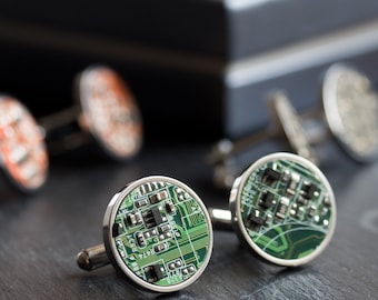 Unique cufflinks, Circuit board Cufflinks, stainless steel, cufflinks for computer geeks, gift for him, gift for husband, gift for men