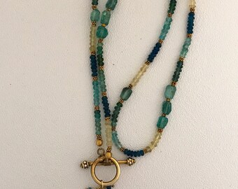 Apatite and Aquamarine lariat necklace