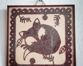 Scissor cut Fox in glass slide frame