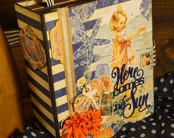 Sun Kissed Graphic 45 Mini Album Tutorial, Summer Mini Album 7 1/2" x 9" Mini Album PDF Tutorial