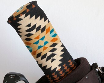 Golf Club Cover, Golf Head Covers, Golf Headcover, Golf Driver Cover, Golf Accessory, Pendleton Wool Rancho Arroyo Black Golf Driver Cover