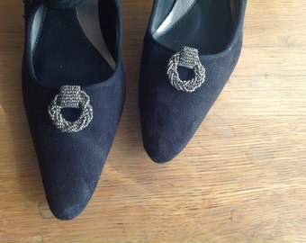 Gun Metal Beaded Shoe Clips