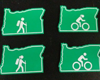 Oregon Hiking and Biking Activity Magnets 4 Pack